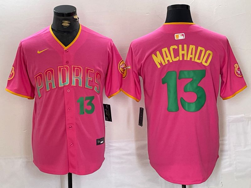 Men San Diego Padres #13 Machado Pink Jointly 2024 Nike MLB Jersey style 5